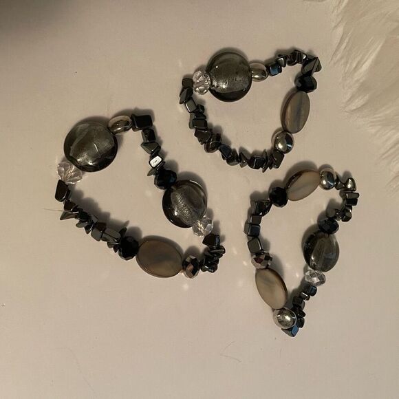 Beaded stretchy bracelets set of 3 - Picture 4 of 4